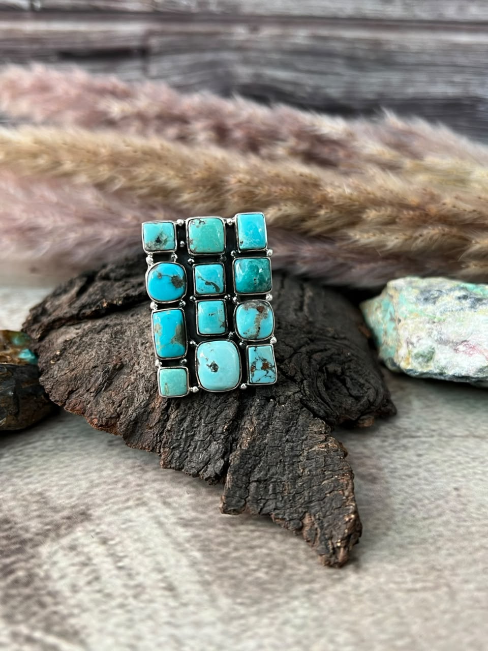 Handmade Sterling Silver Campitos Turquoise Collection: Adjustable Ring Signed Nizhoni
