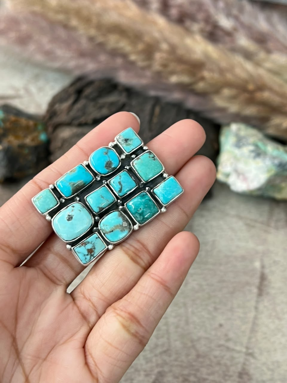 Handmade Sterling Silver Campitos Turquoise Collection: Adjustable Ring Signed Nizhoni