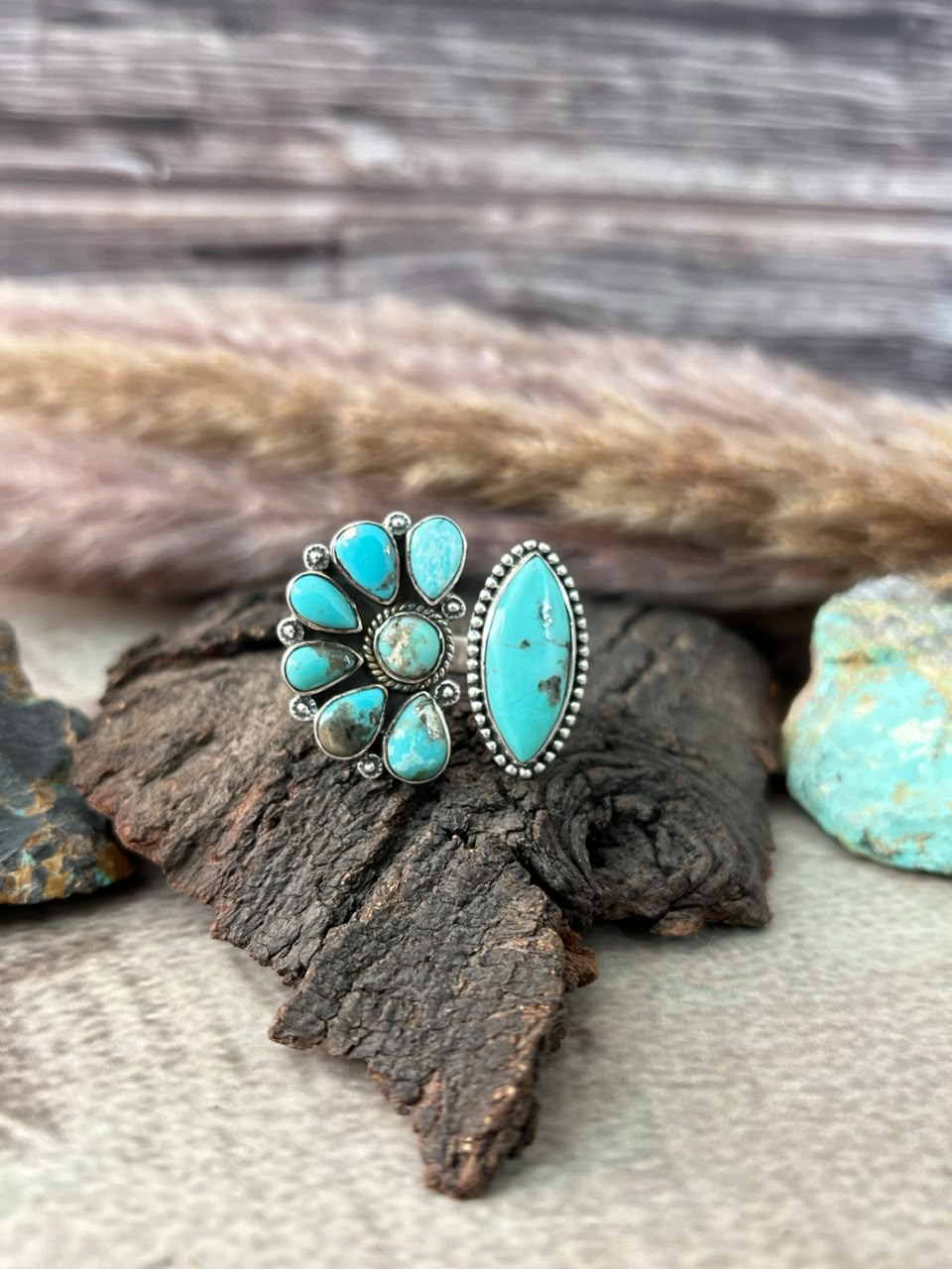 Handmade Sterling Silver Campitos Turquoise Collection: Adjustable Ring Signed Nizhoni