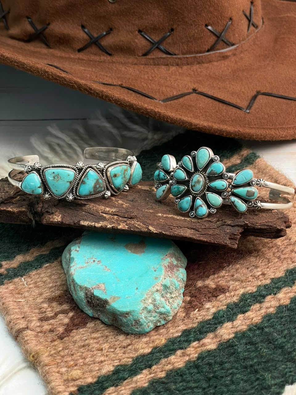 Handmade Sterling Silver Campitos Turquoise Collection: Cuff Bracelet Signed Nizhoni