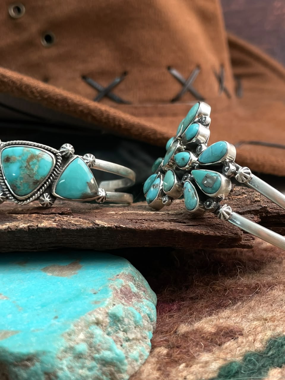 Handmade Sterling Silver Campitos Turquoise Collection: Cuff Bracelet Signed Nizhoni