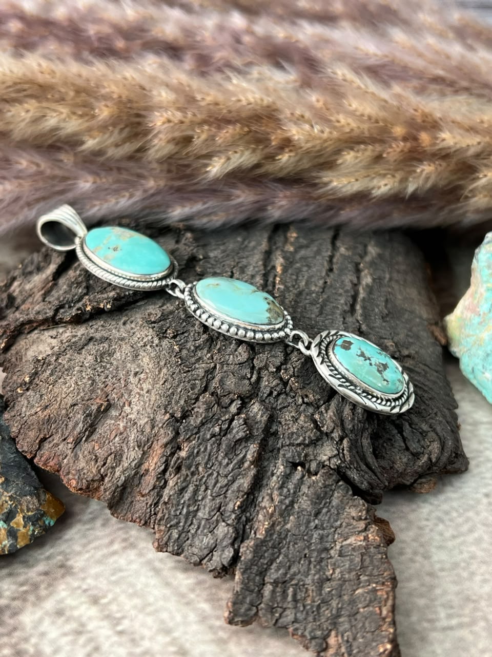 Handmade Sterling Silver Campitos Turquoise Collection: Pendant Signed Nizhoni