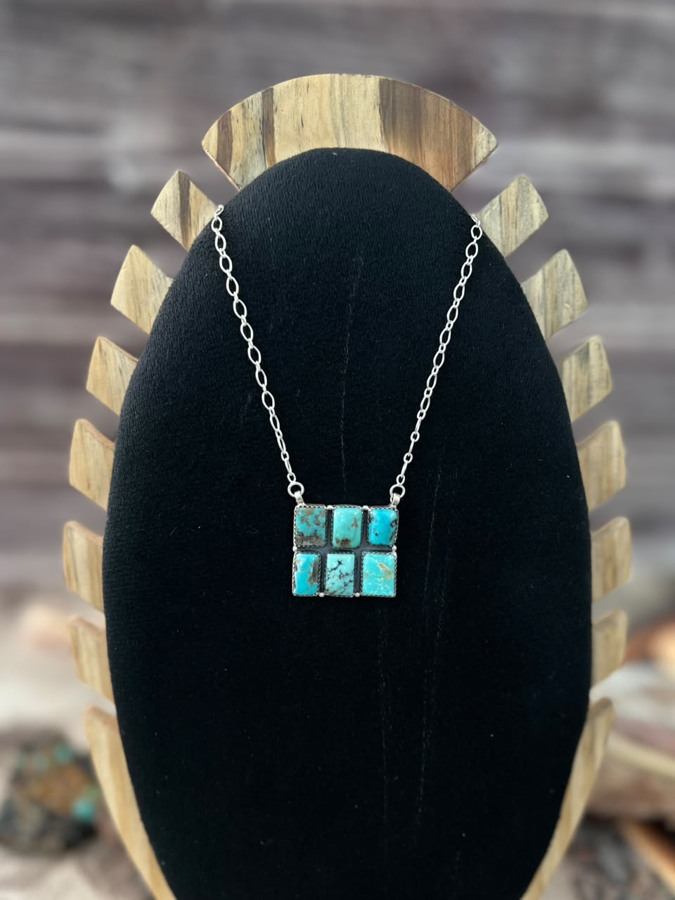 Handmade Sterling Silver Campitos Turquoise Collection: Necklace Signed Nizhoni