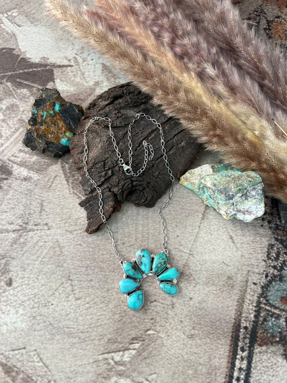 Handmade Sterling Silver Campitos Turquoise Collection: Naja Necklace Signed Nizhoni