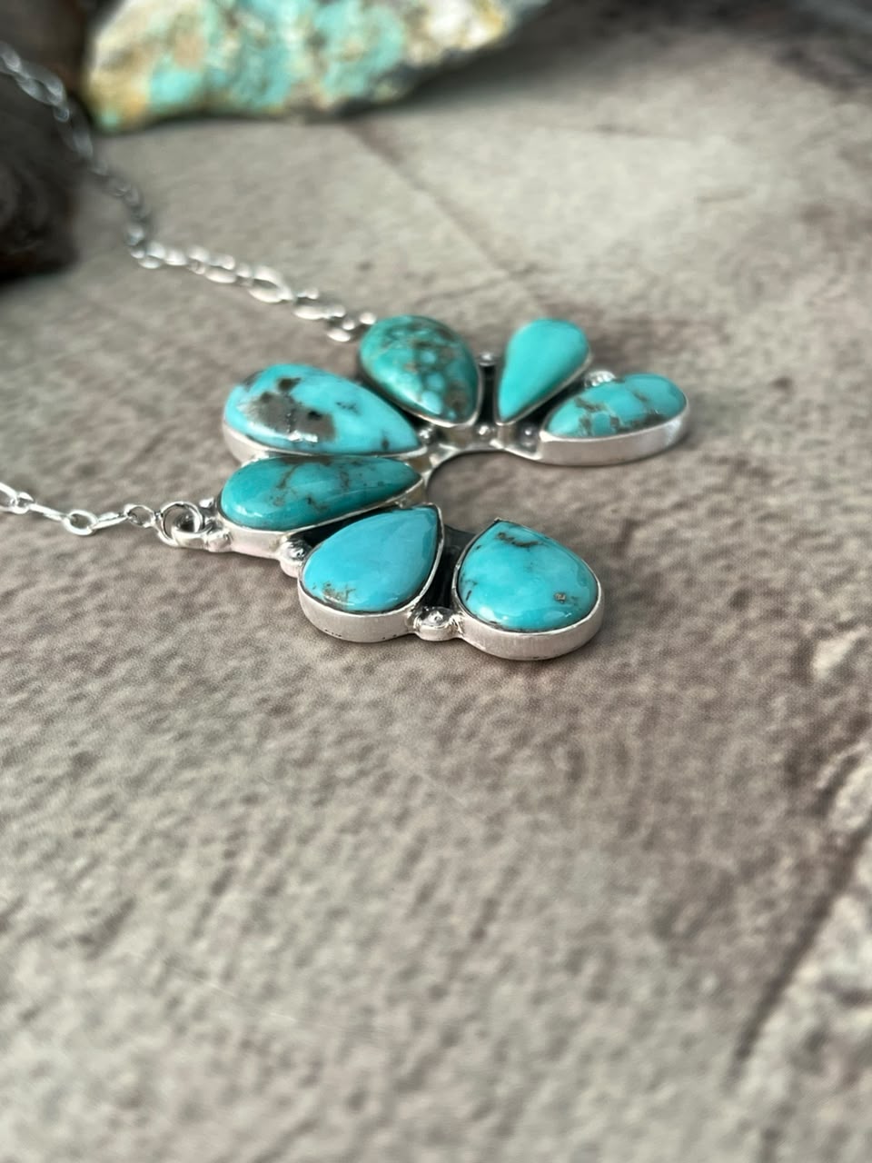 Handmade Sterling Silver Campitos Turquoise Collection: Naja Necklace Signed Nizhoni