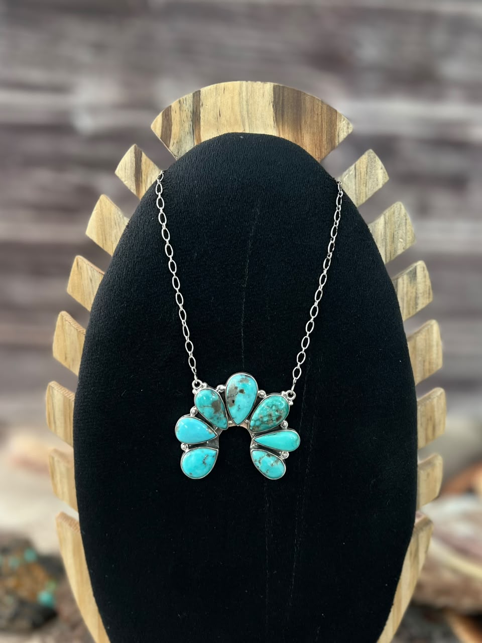Handmade Sterling Silver Campitos Turquoise Collection: Naja Necklace Signed Nizhoni