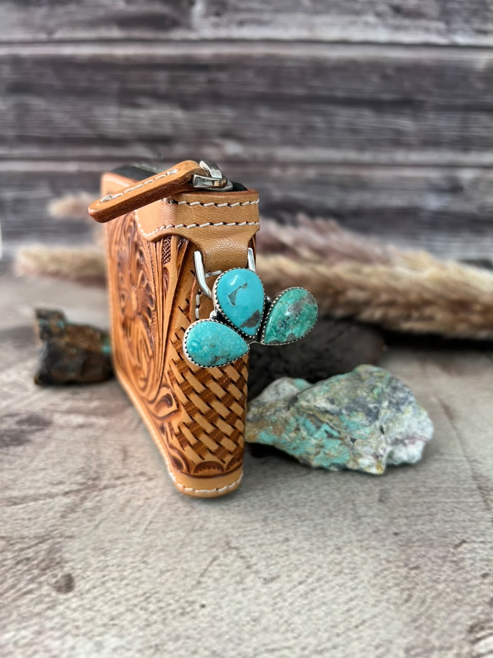 Handmade Sterling Silver Campitos Turquoise Collection: Purse Key Clip Signed Nizhoni