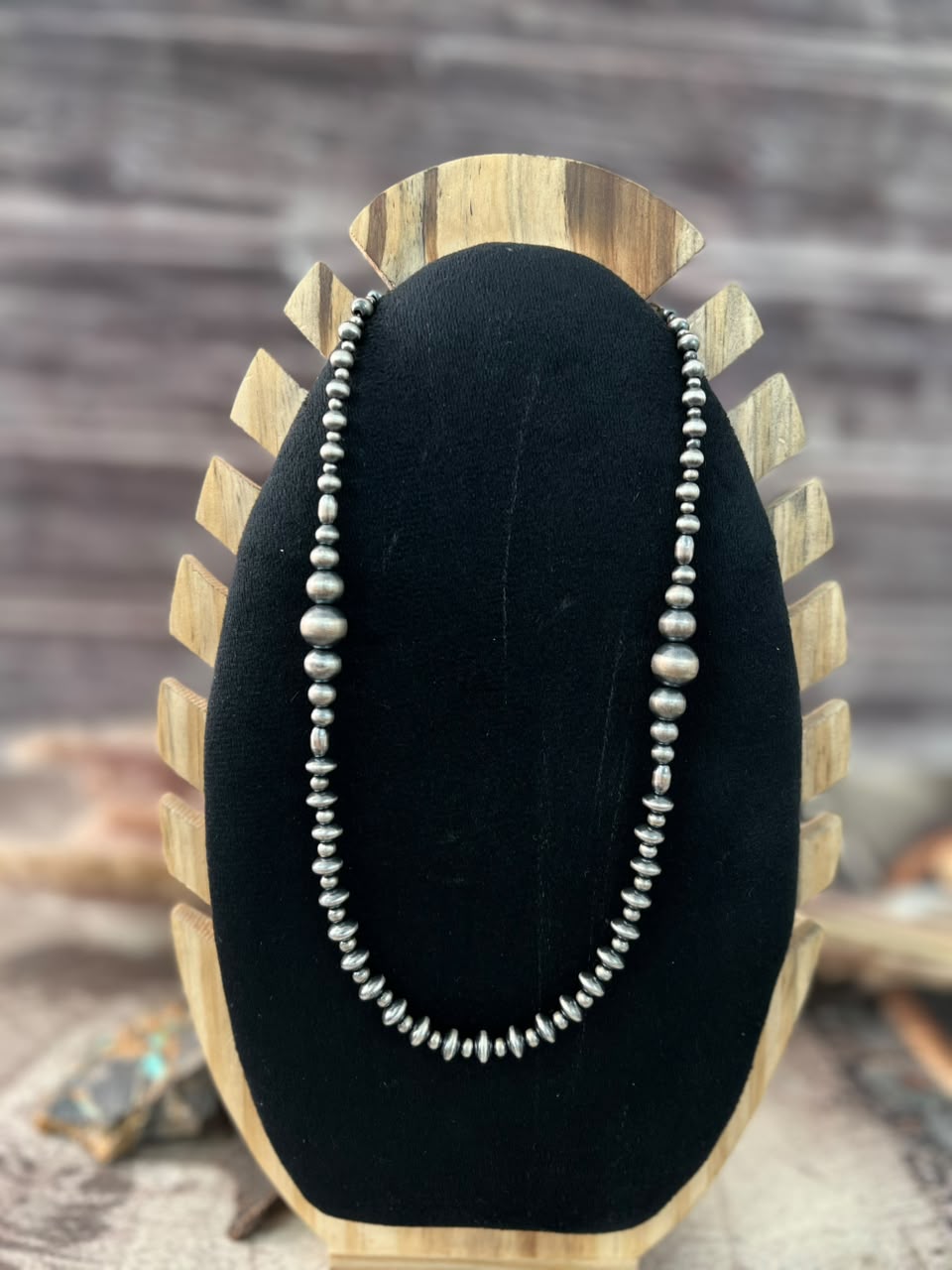 Handmade Sterling Silver Beaded Necklace Signed Nizhoni