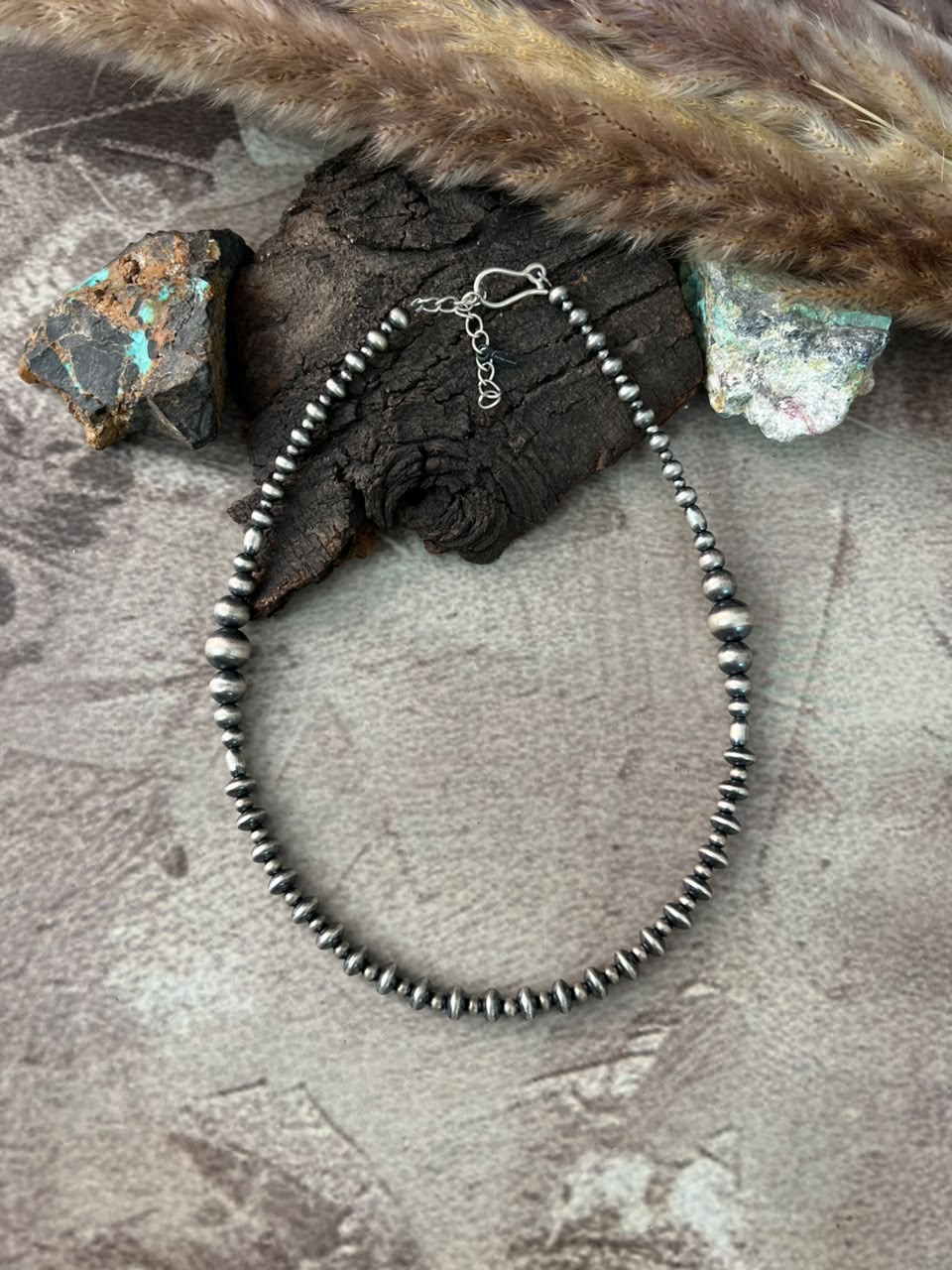 Handmade Sterling Silver Beaded Necklace Signed Nizhoni