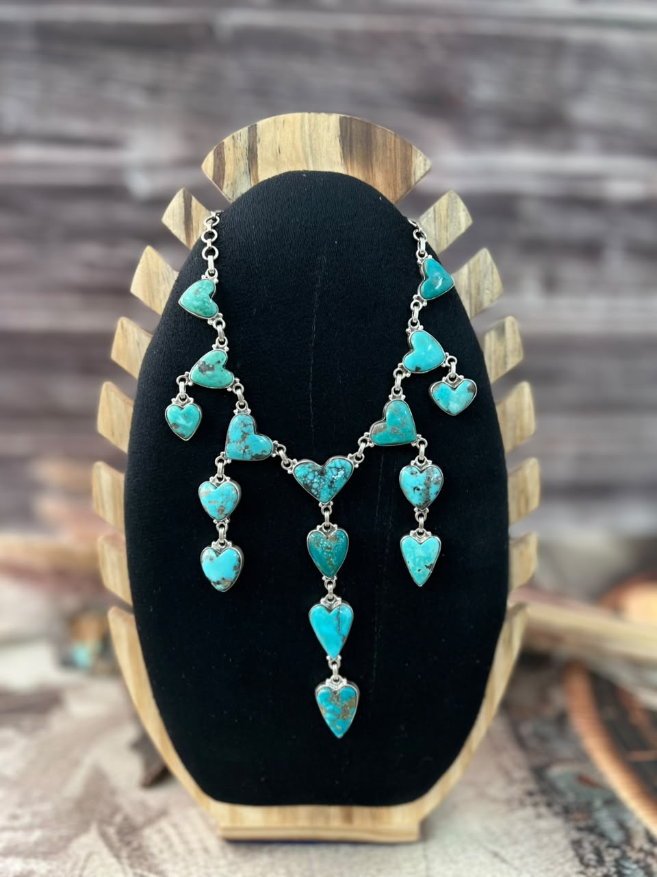 Handmade Sterling Silver Campitos Turquoise Collection: 'Y Shaped' Necklace Signed Nizhoni