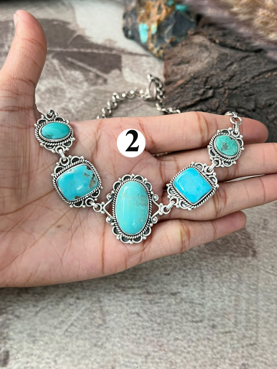 Handmade Sterling Silver Campitos Turquoise Collection: Choker Necklace Signed Nizhoni