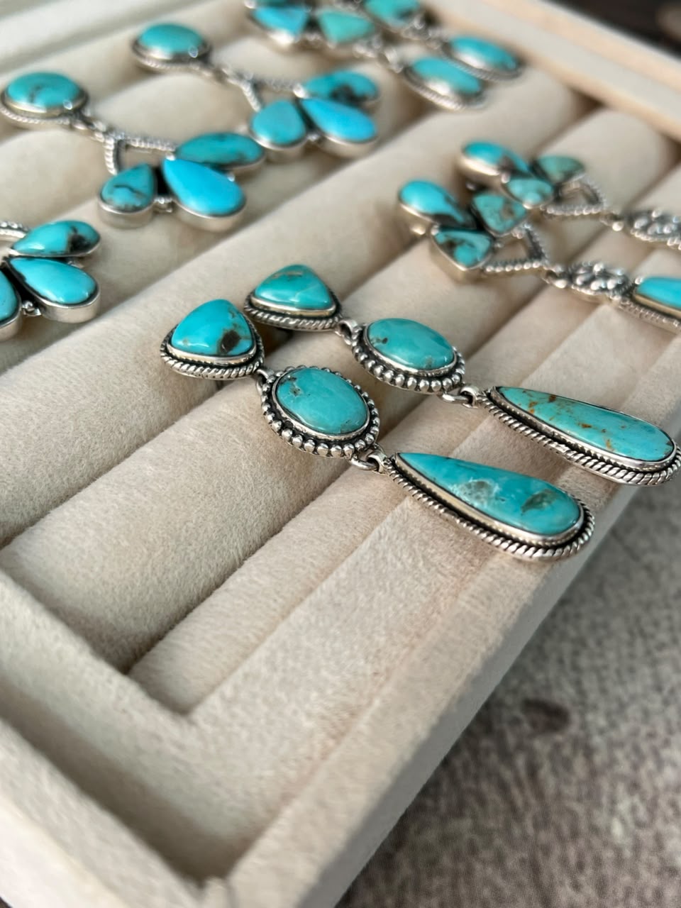 Handmade Sterling Silver Campitos Turquoise Collection: Post Dangle Earrings Signed Nizhoni