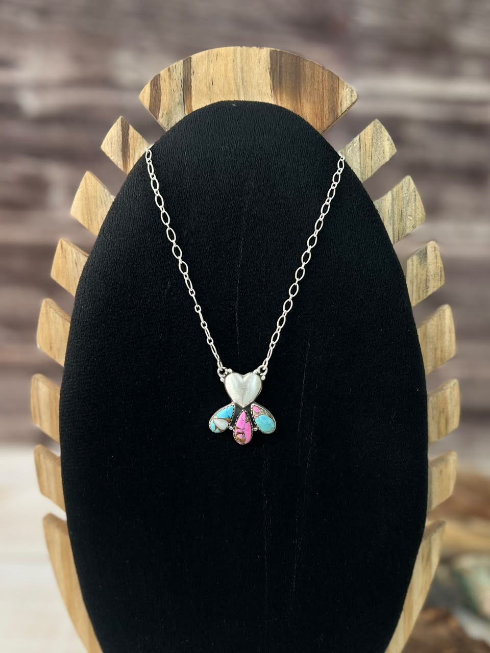 Handmade Sterling Silver Cotton Candy Heart Collection: Necklace Signed Nizhoni