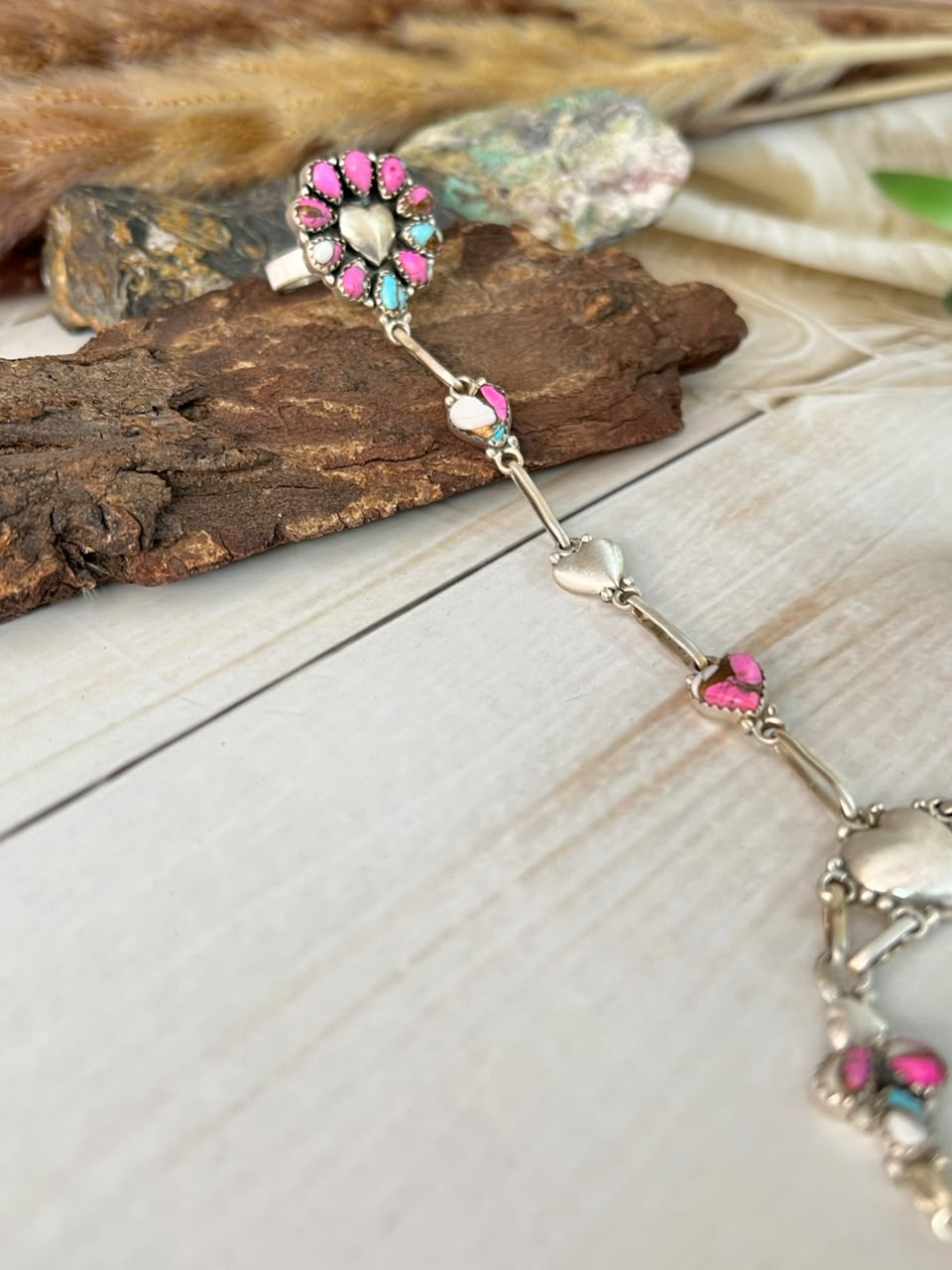 Handmade Sterling Silver Cotton Candy Heart Collection: Hand Harness Signed Nizhoni