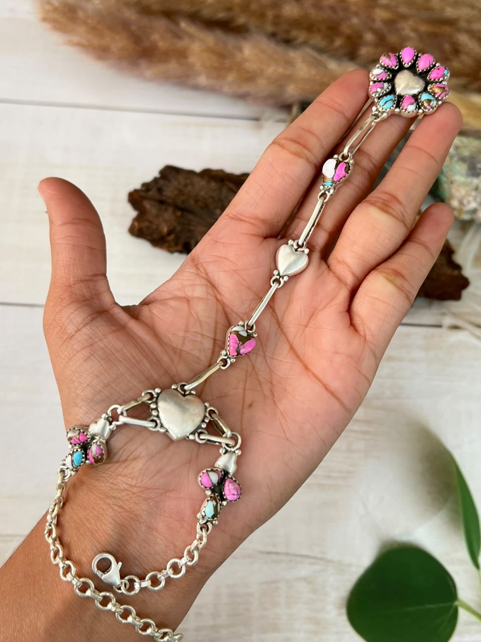 Handmade Sterling Silver Cotton Candy Heart Collection: Hand Harness Signed Nizhoni