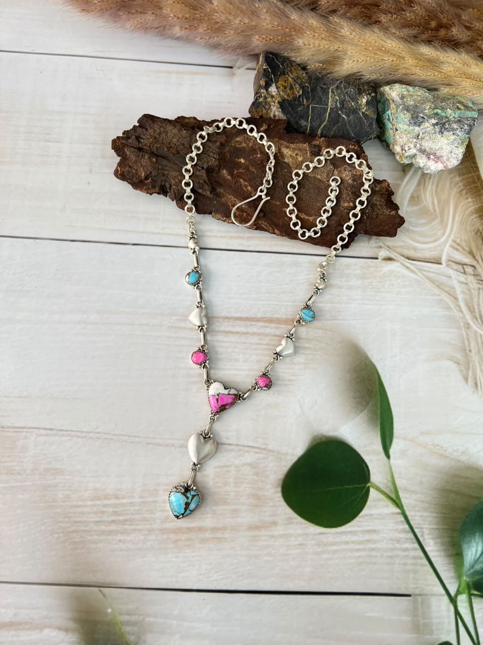 Handmade Sterling Silver Cotton Candy Heart Collection: Necklace Signed Nizhoni (4)