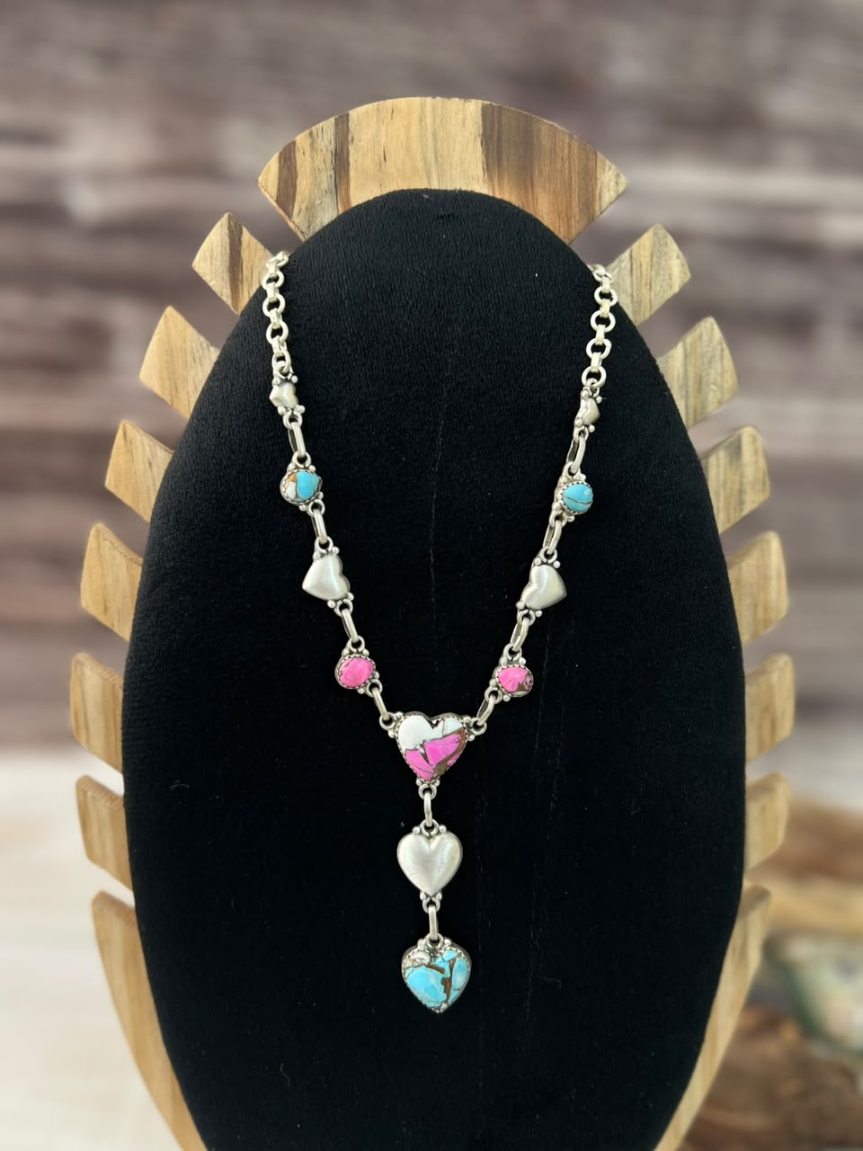 Handmade Sterling Silver Cotton Candy Heart Collection: Necklace Signed Nizhoni (4)