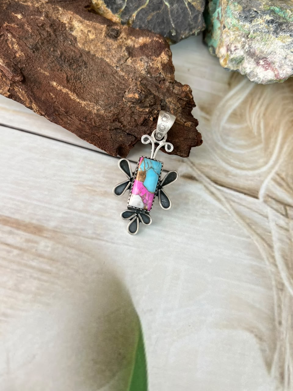 Handmade Sterling Silver Cotton Candy Pendant Signed Nizhoni
