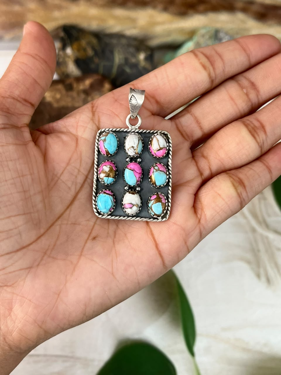 Handmade Sterling Silver Cotton Candy Pendant Signed Nizhoni