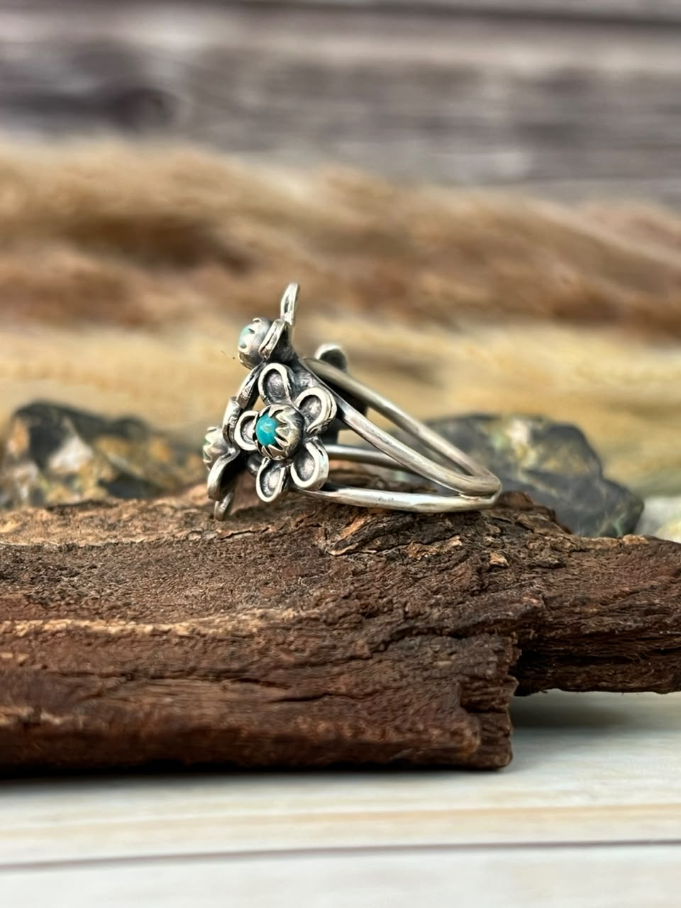 Handmade Sterling Silver Kingman Turquoise Adjustable Ring