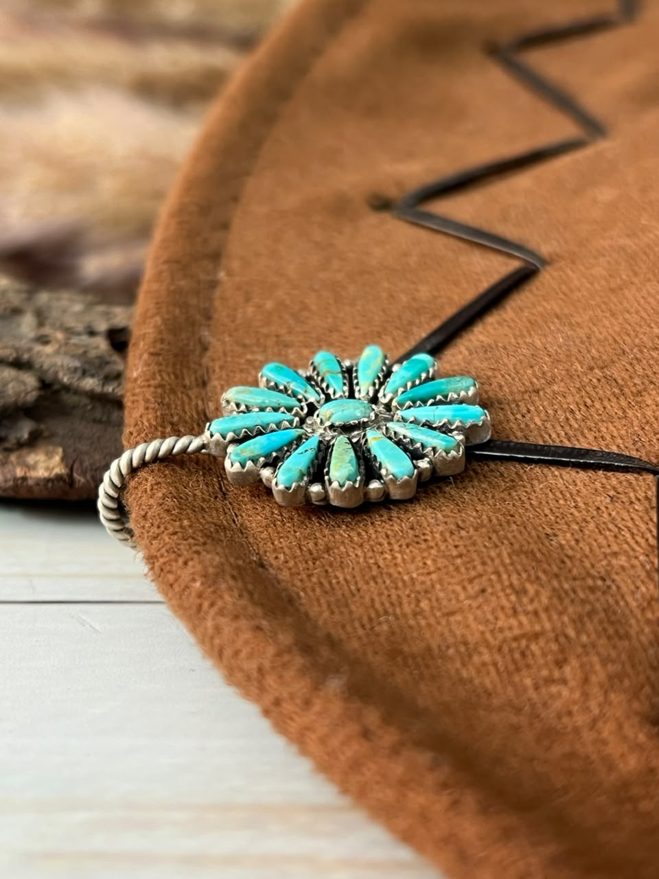 Handmade Sterling Silver Kingman Turquoise Hat Pin Signed Nizhoni