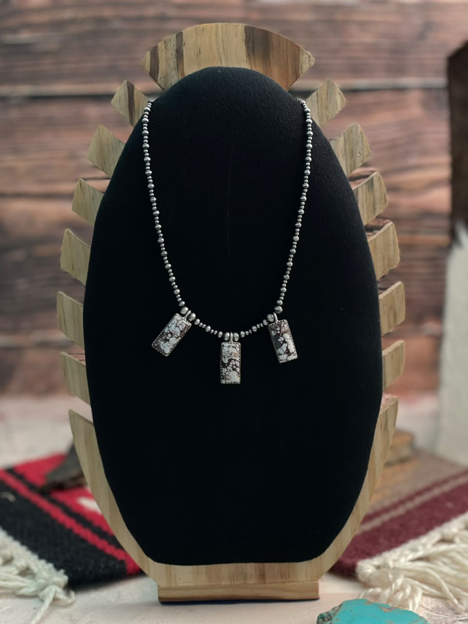 Handmade Sterling Silver Wildhorse Magnesite Beaded Necklace Signed Nizhoni