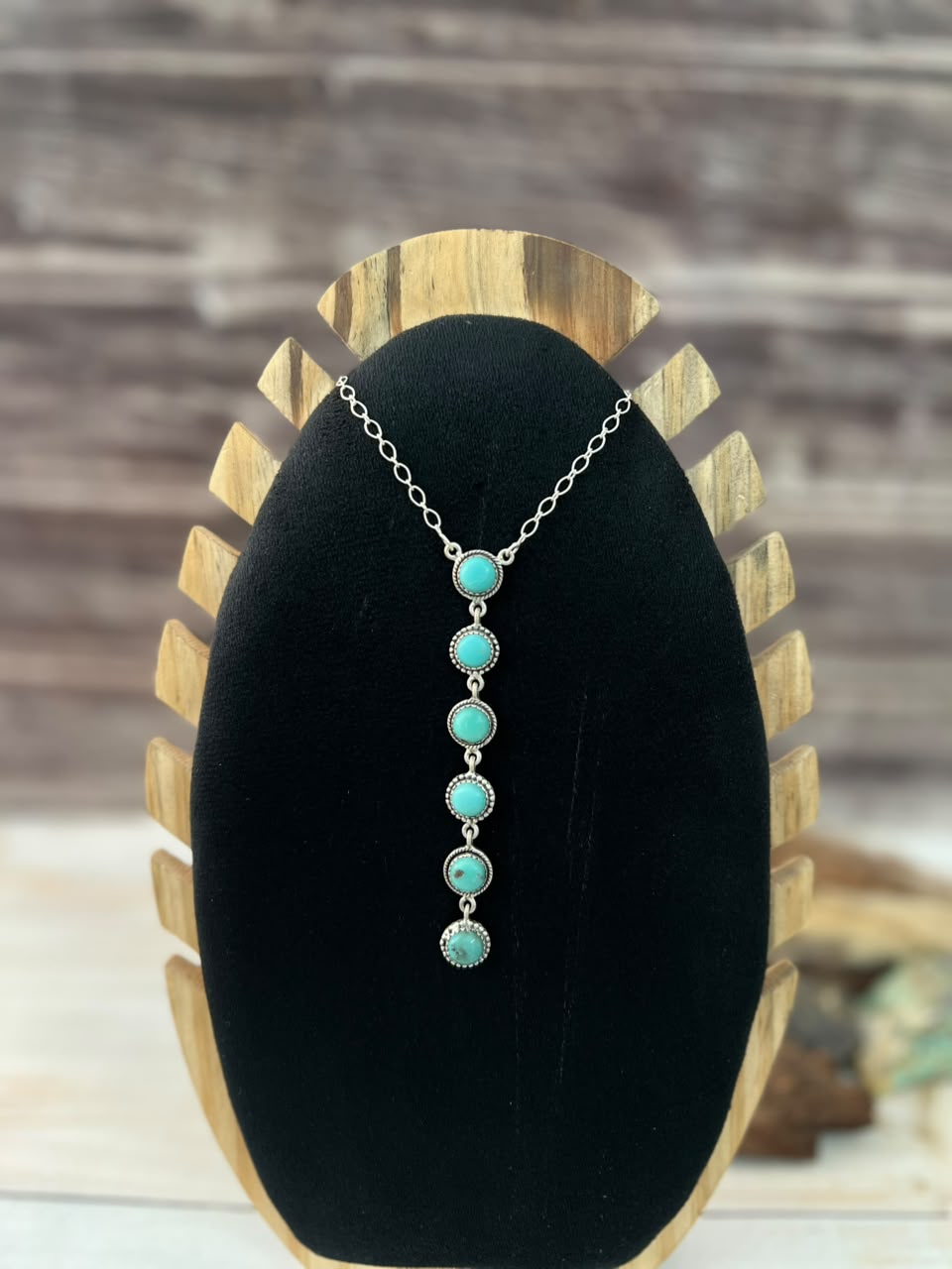 Handmade Sterling Silver Campitos Turquoise Necklace Signed Nizhoni