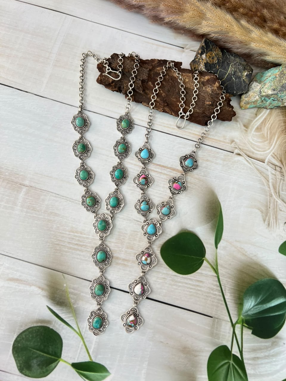 Handmade Sterling Silver Cotton Candy and Kingman Turquoise 'Y Shaped' Necklace Signed Nizhoni