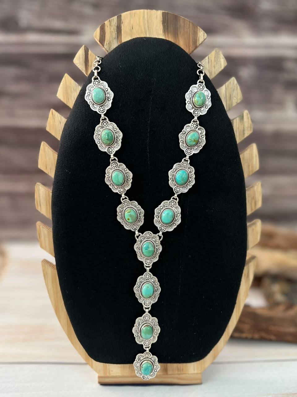 Handmade Sterling Silver Cotton Candy and Kingman Turquoise 'Y Shaped' Necklace Signed Nizhoni