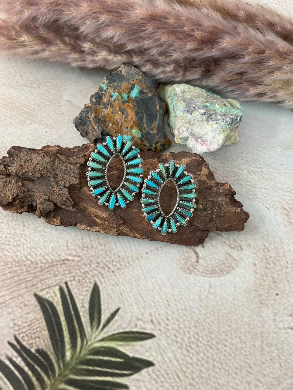Handmade Sterling Silver Kingman Turquoise Post Studs Earrings Signed Nizhoni