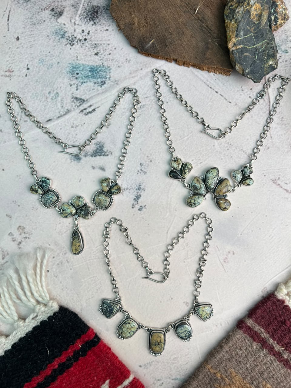 Handmade Sterling Silver Colina Verde Variscite Collection: Choker Necklace Signed Nizhoni