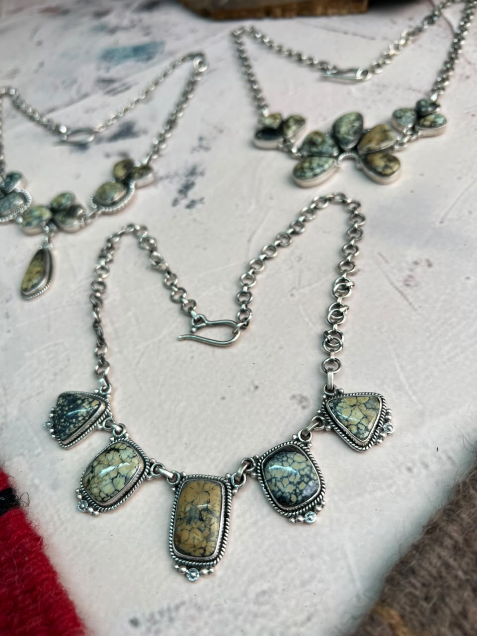 Handmade Sterling Silver Colina Verde Variscite Collection: Choker Necklace Signed Nizhoni