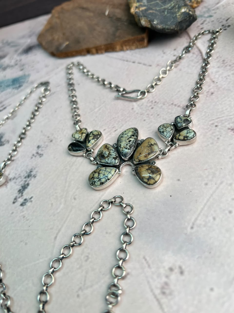 Handmade Sterling Silver Colina Verde Variscite Collection: Choker Necklace Signed Nizhoni