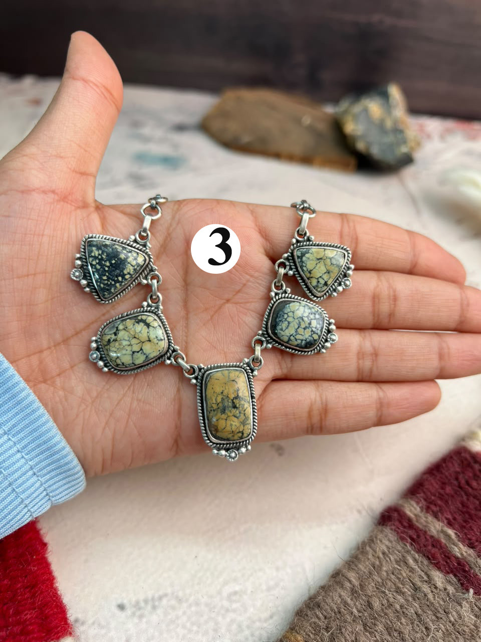 Handmade Sterling Silver Colina Verde Variscite Collection: Choker Necklace Signed Nizhoni