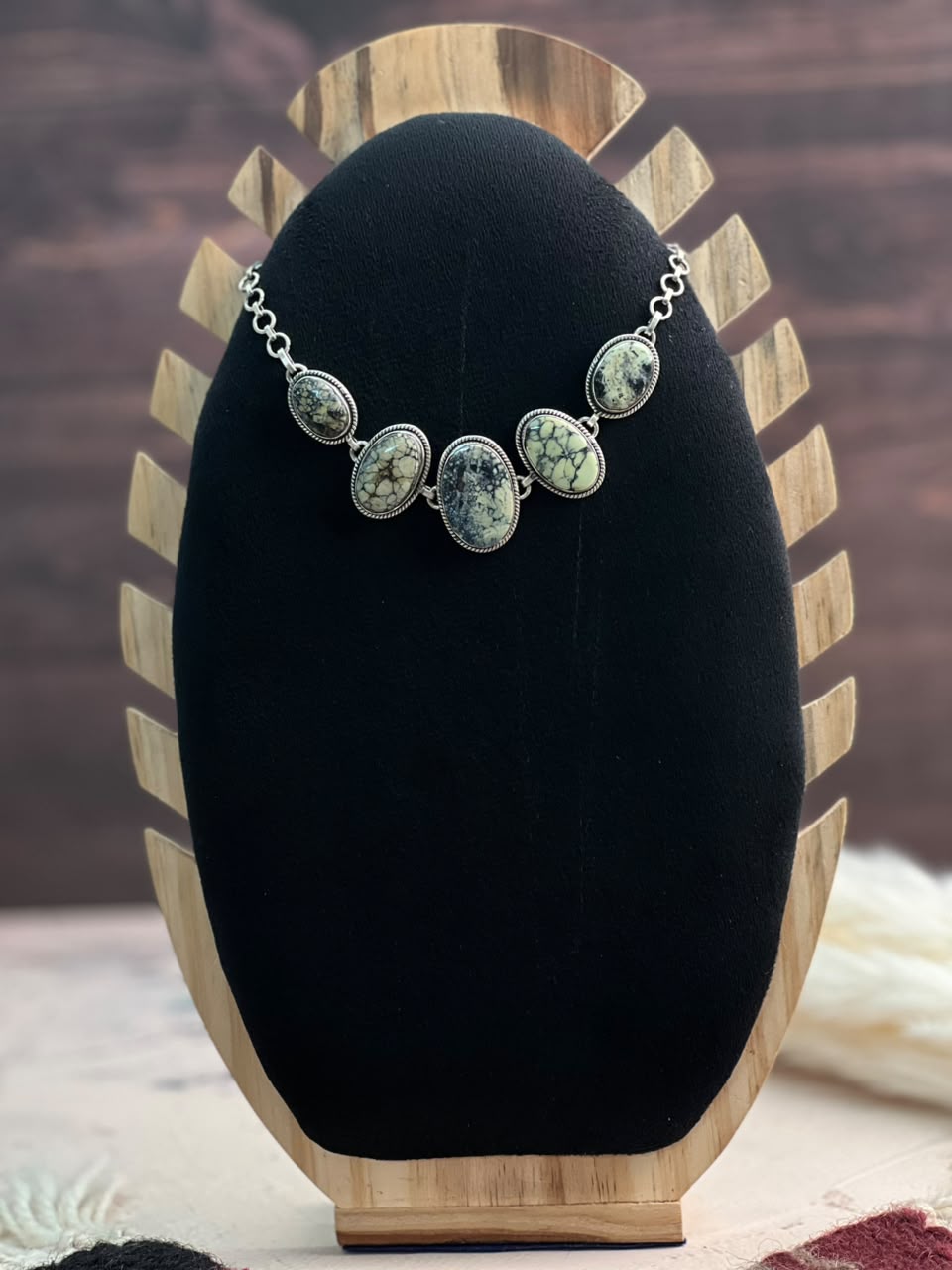 Handmade Sterling Silver Colina Verde Variscite Collection: Choker Necklace Signed Nizhoni