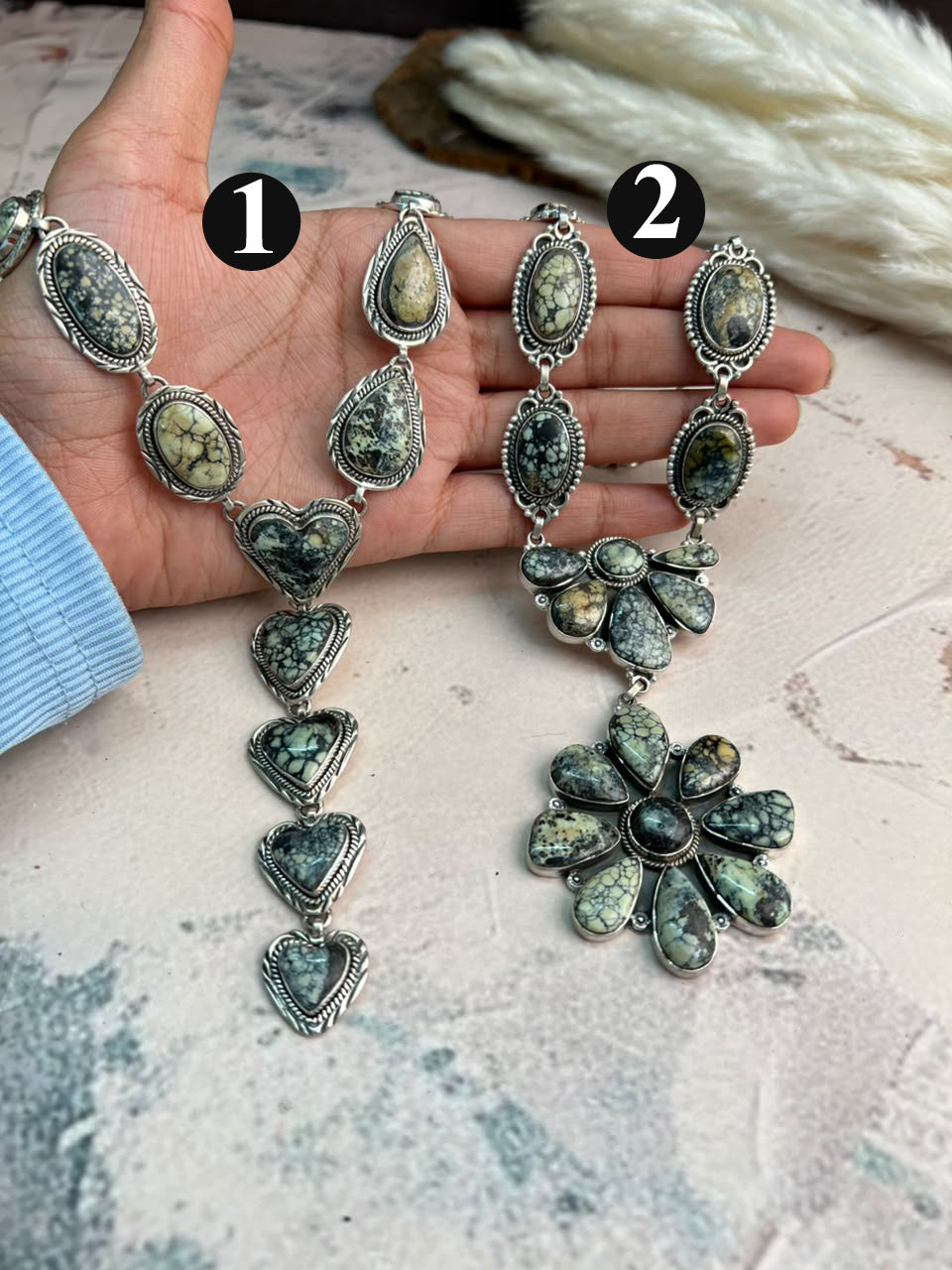 Handmade Sterling Silver Colina Verde Variscite Collection: Necklace Signed Nizhoni