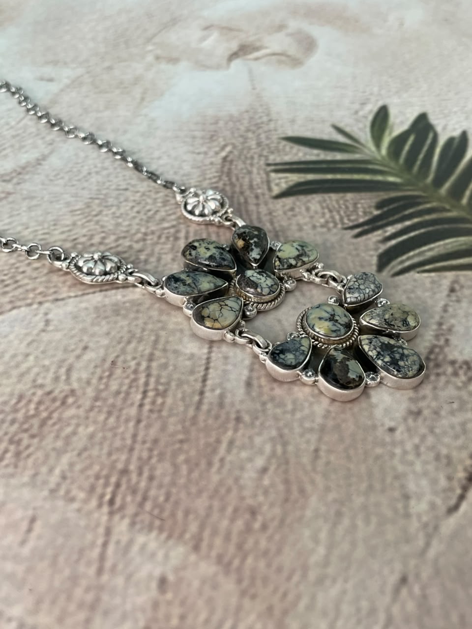 Handmade Sterling Silver Colina Verde Variscite Collection: Necklace Signed Nizhoni