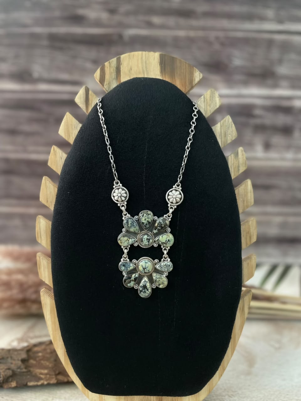Handmade Sterling Silver Colina Verde Variscite Collection: Necklace Signed Nizhoni