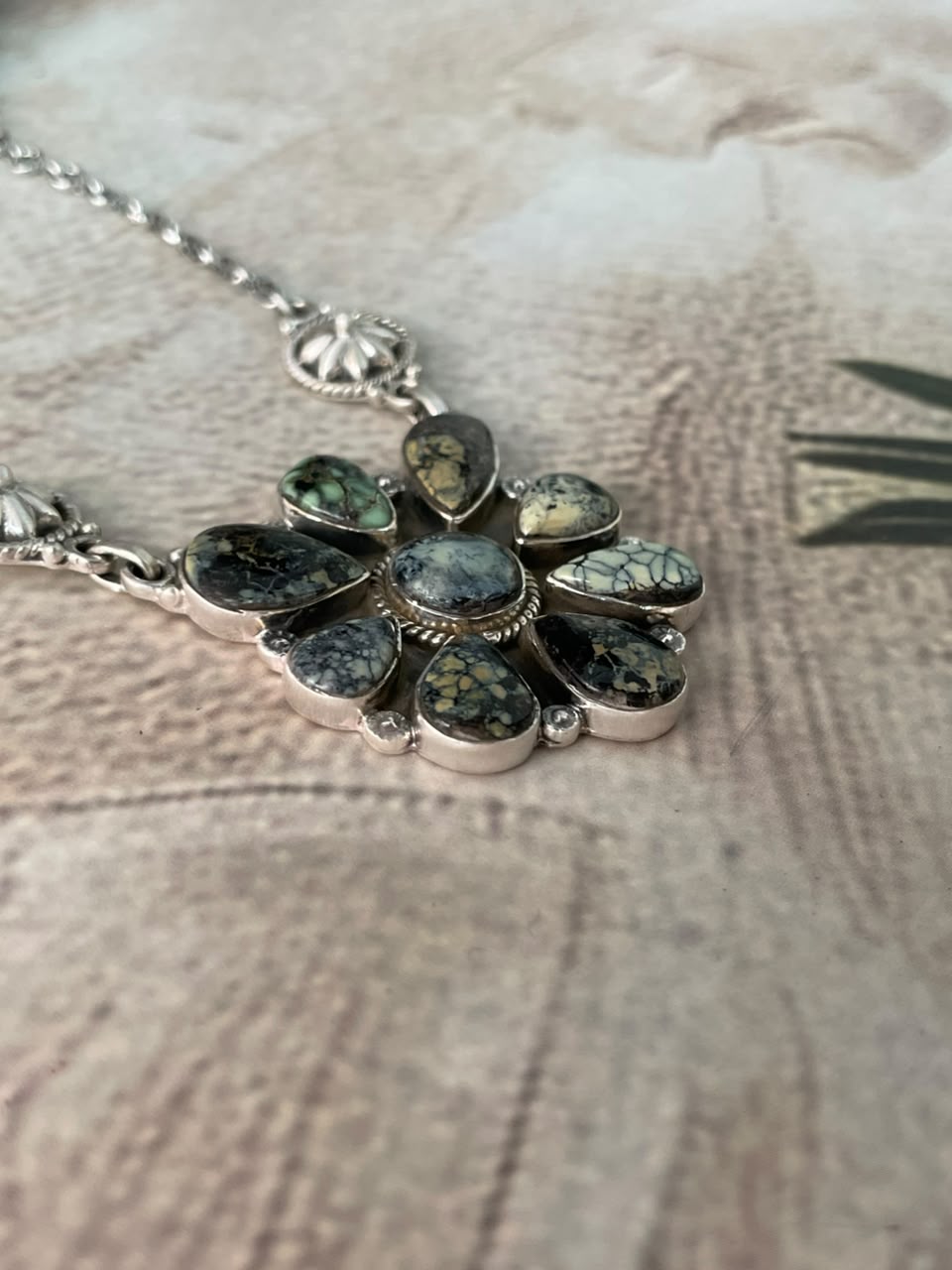 Handmade Sterling Silver Colina Verde Variscite Collection: Necklace Signed Nizhoni