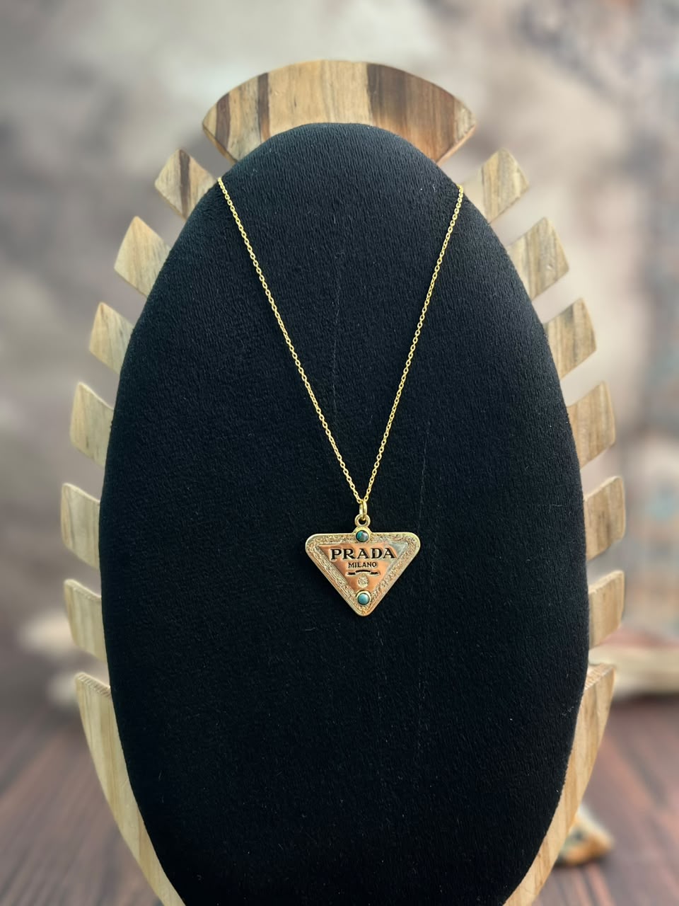“The Golden Collection” Handmade Gold-Plated Kingman Turquoise Boujee Necklace Signed Nizhoni