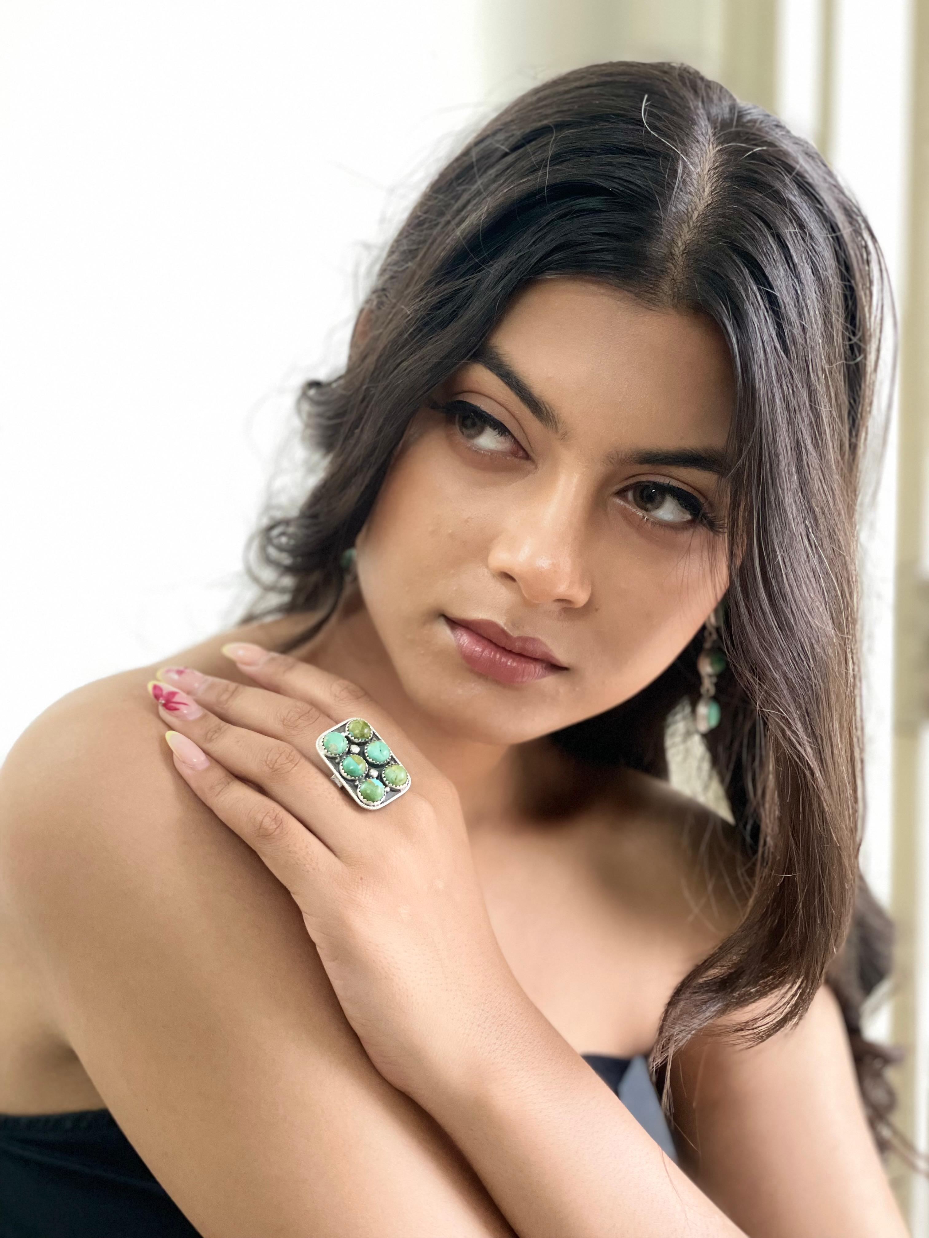 Handmade Sterling Silver Kingman Turquoise Adjustable Ring Signed Nizhoni (1)