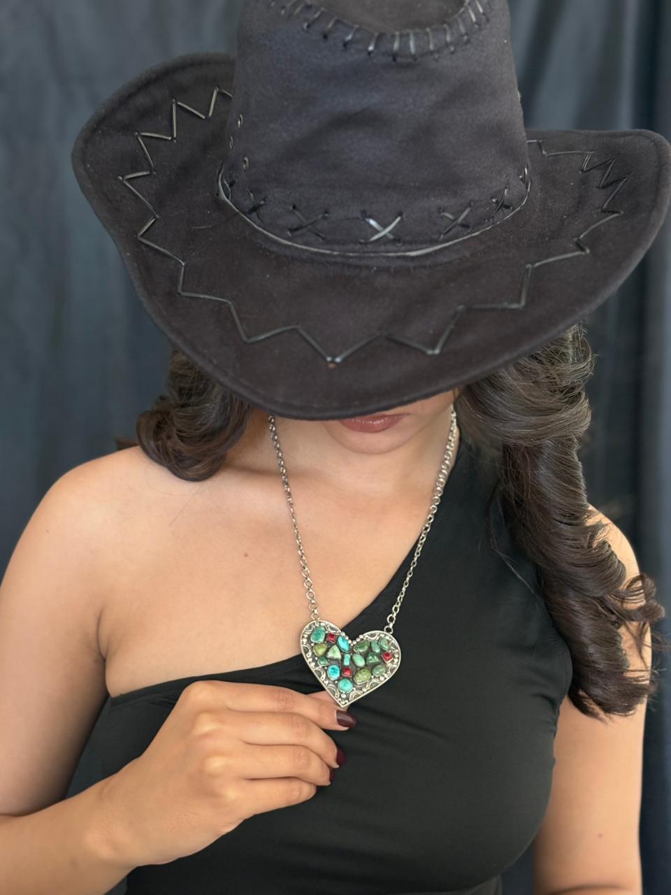 Handmade Sterling Silver Dahlia Rose with Emerald Valley Turquoise Necklace "Signed Nizhoni"