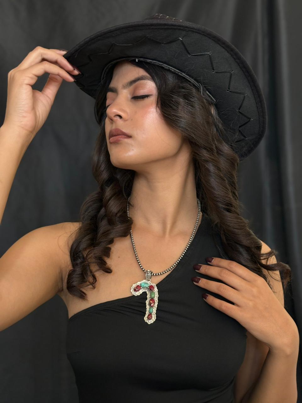 Handmade Sterling Silver Dahlia Rose with Emerald Valley Turquoise Pendant "Signed Nizhoni"