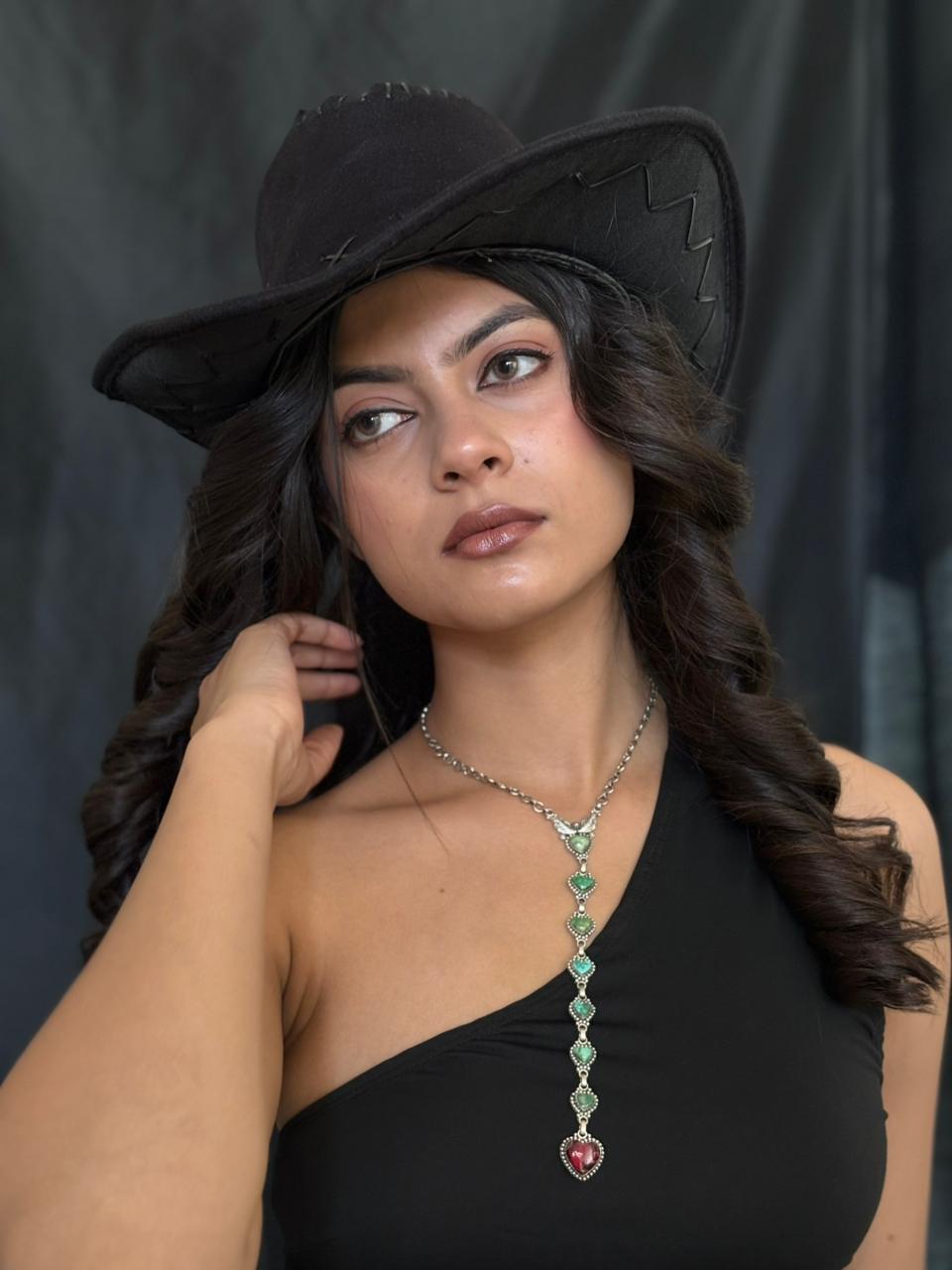 Handmade Sterling Silver Dahlia Rose with Emerald Valley Turquoise Necklace "Signed Nizhoni"