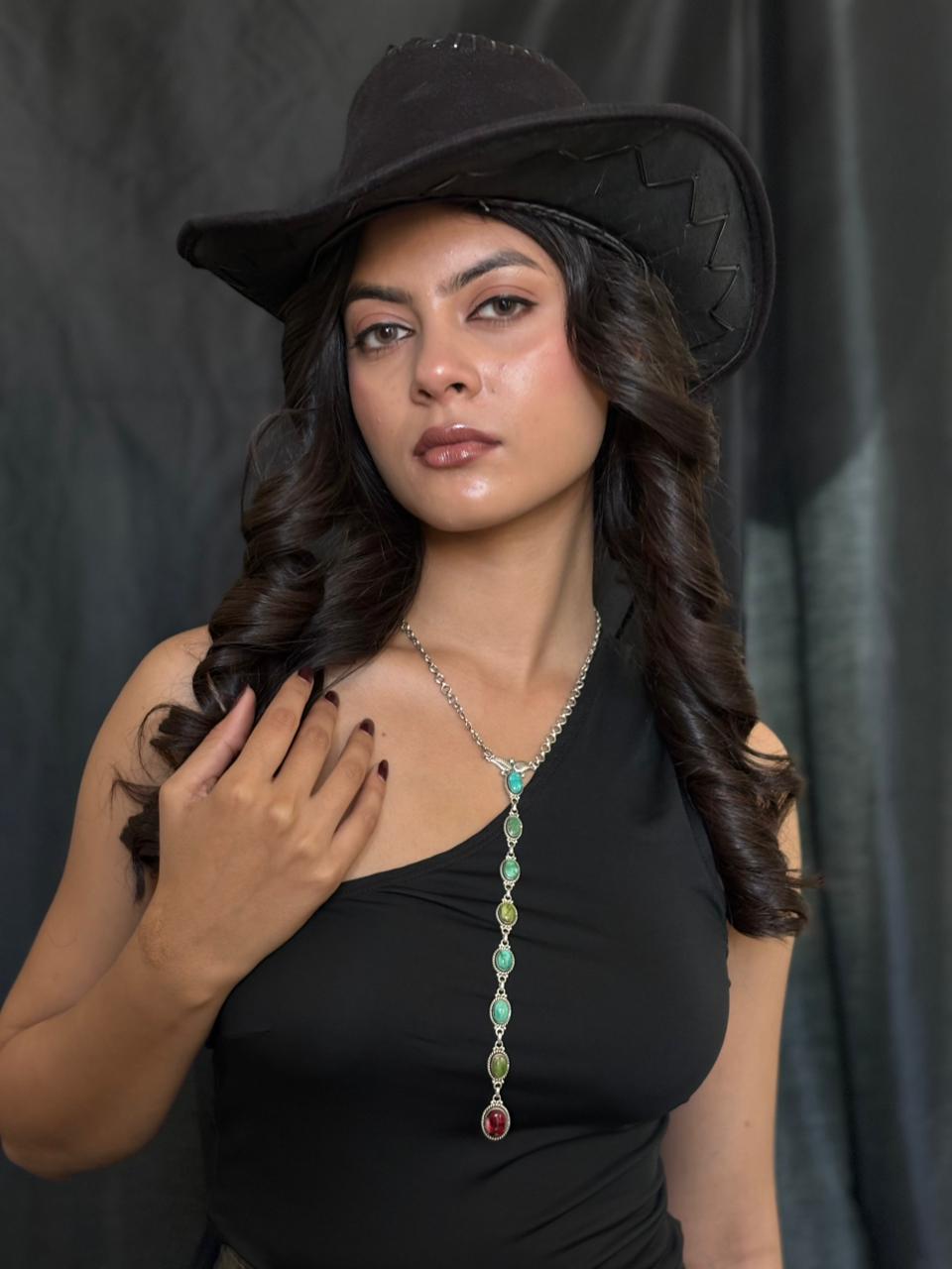 Handmade Sterling Silver Dahlia Rose with Emerald Valley Turquoise Necklace "Signed Nizhoni"