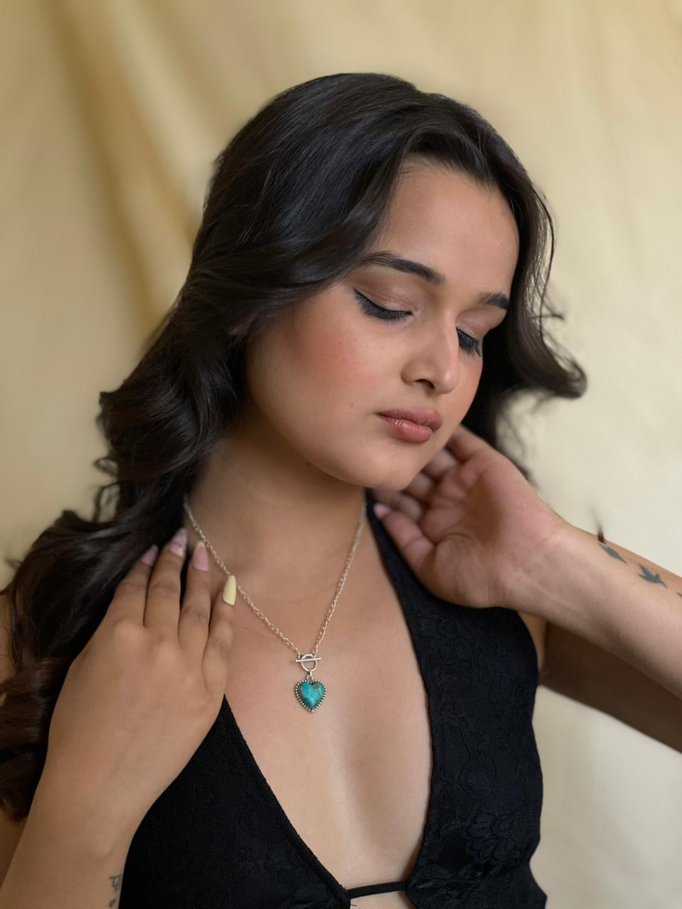 Handmade Sterling Silver Kingman Turquoise Necklace "Signed Nizhoni"