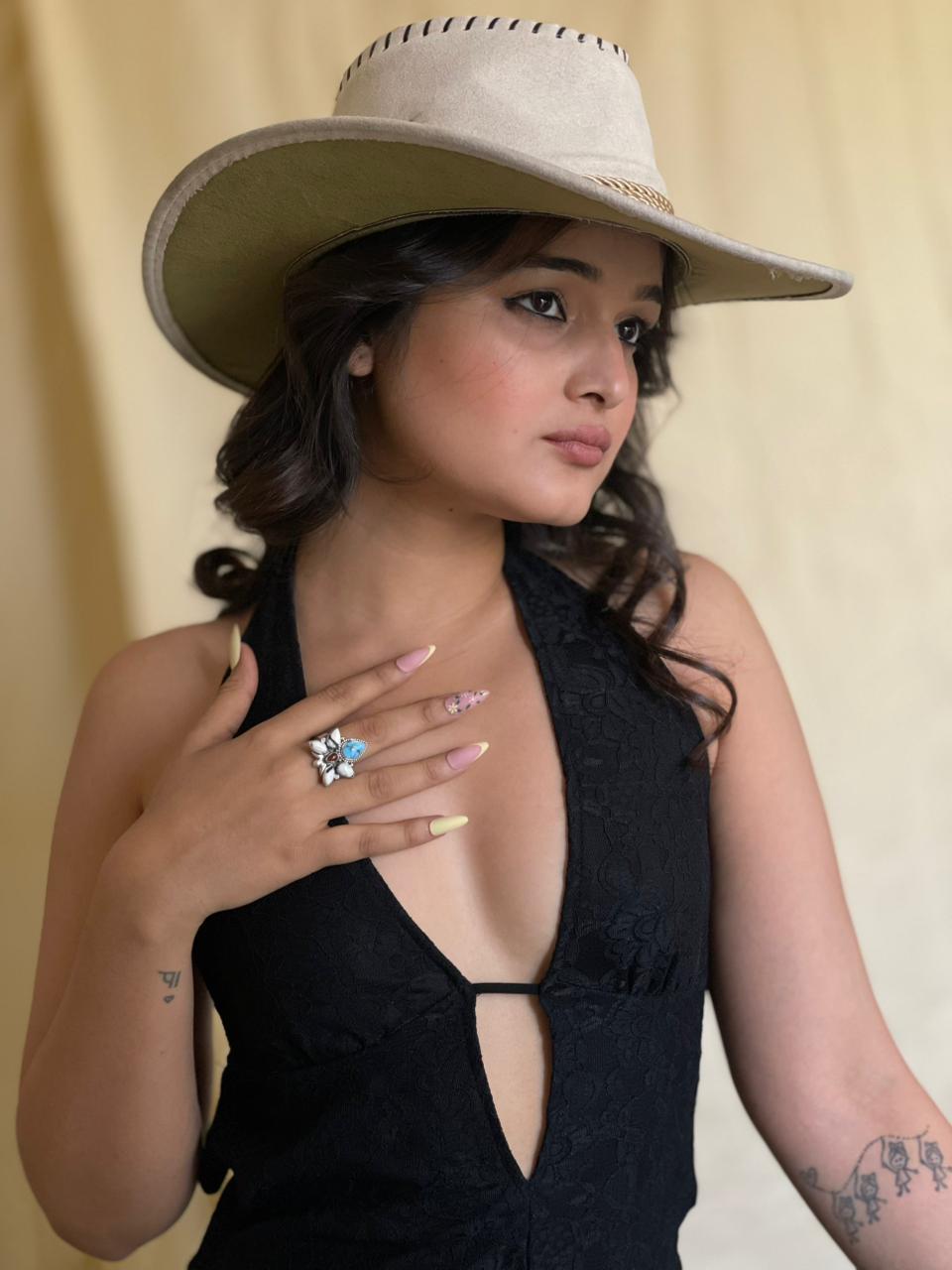 Handmade Sterling Silver Canyon Sunset Collection: Golden Hills Turquoise with White Buffalo and Carnelian Adjustable Ring "Signed Nizhoni"