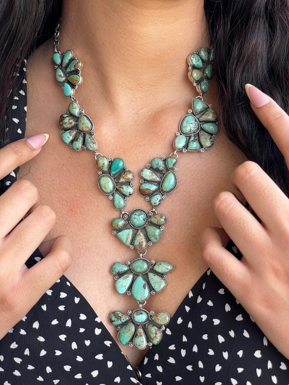Handmade Sterling Silver Baja Turquoise Collection: Necklace "Signed Nizhoni"