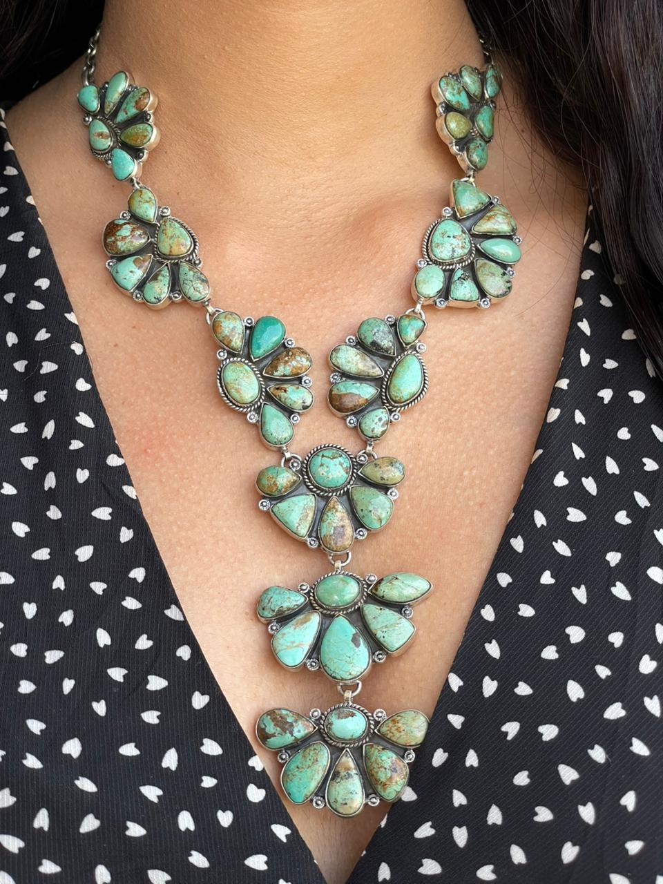 Handmade Sterling Silver Baja Turquoise Collection: Necklace "Signed Nizhoni"