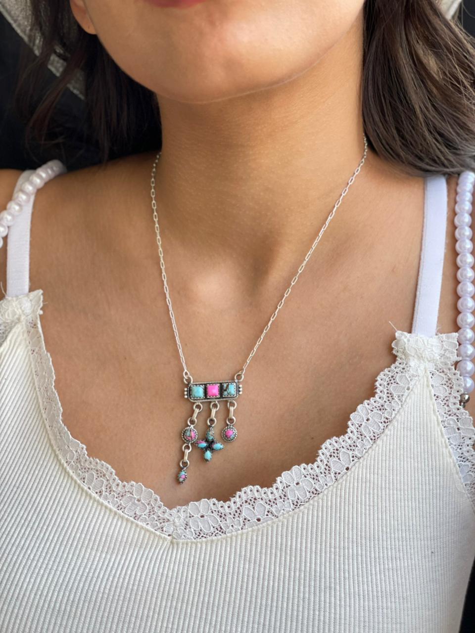 Handmade Sterling Silver Cotton Candy Necklace "Signed Nizhoni"